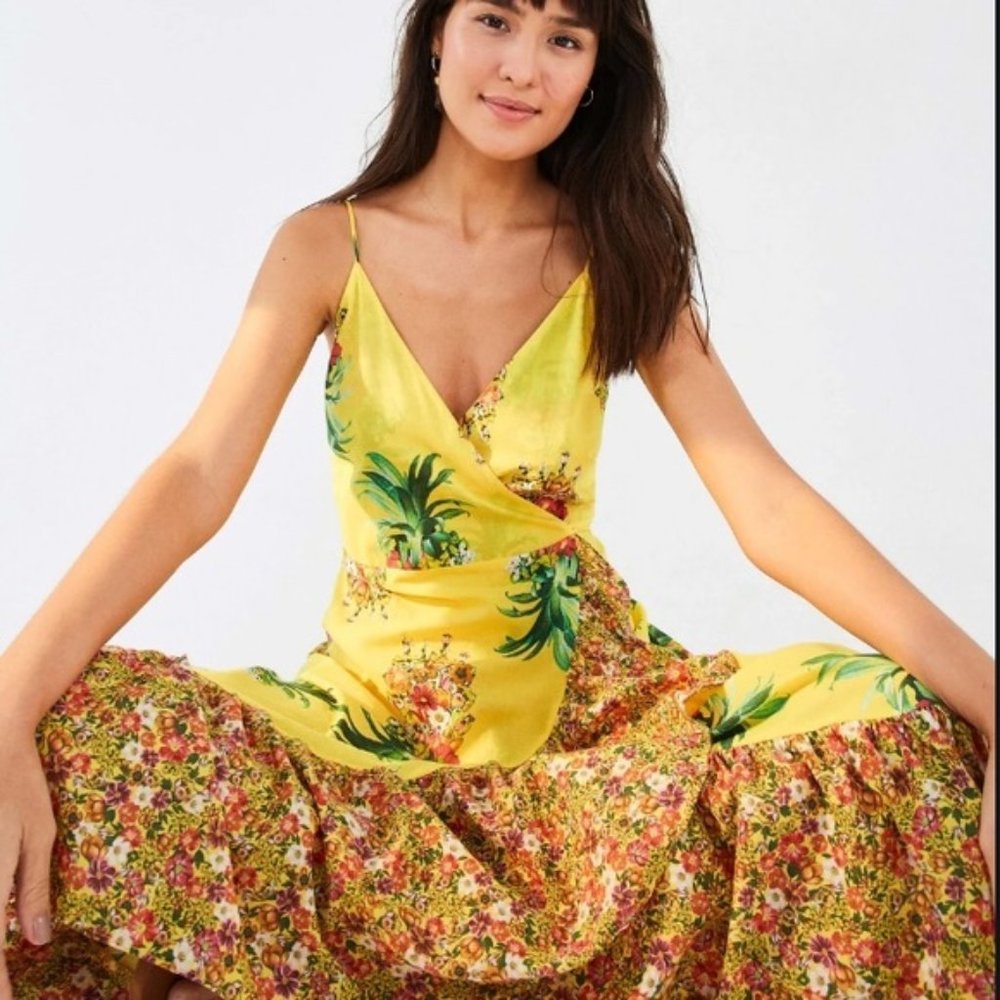 NWT Anthropologie Farm Rio Pineapple Wrap Dress